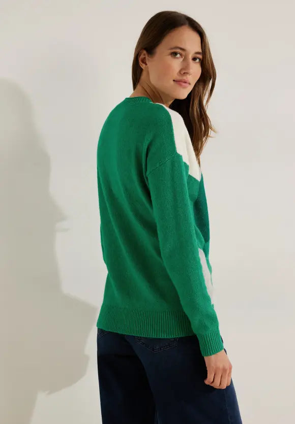 302604- Green Geometric Pattern Jumper - Cecil