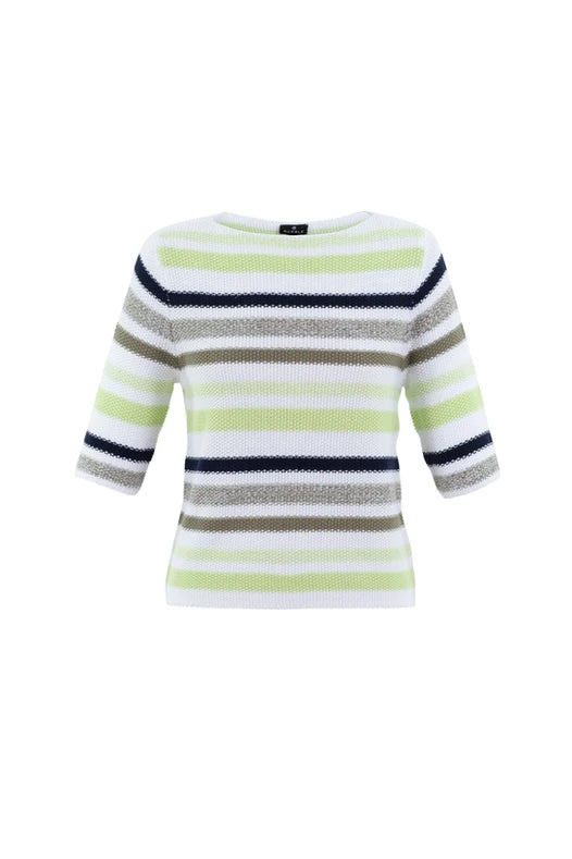 6558- 3/4 Sleeve Stripe Jumper- Marble