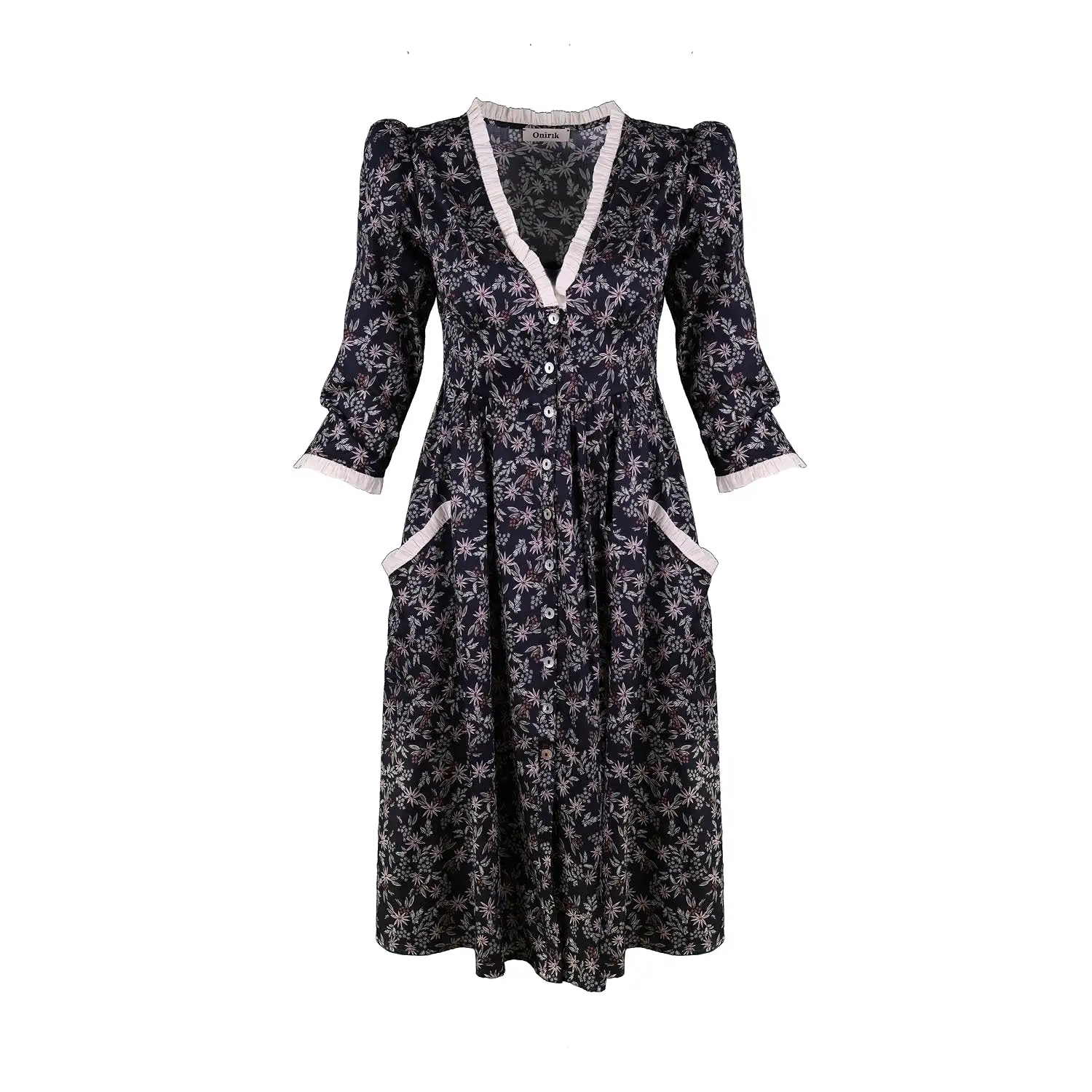 Antonia Dress / Black Floral Cotton