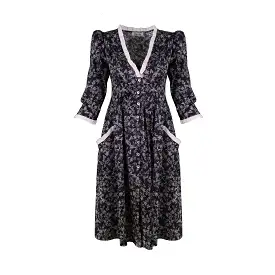 Antonia Dress / Black Floral Cotton