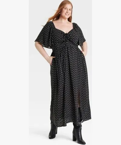 Ava & Viv Women's Flutter Short Sleeve Maxi Wrap Dress