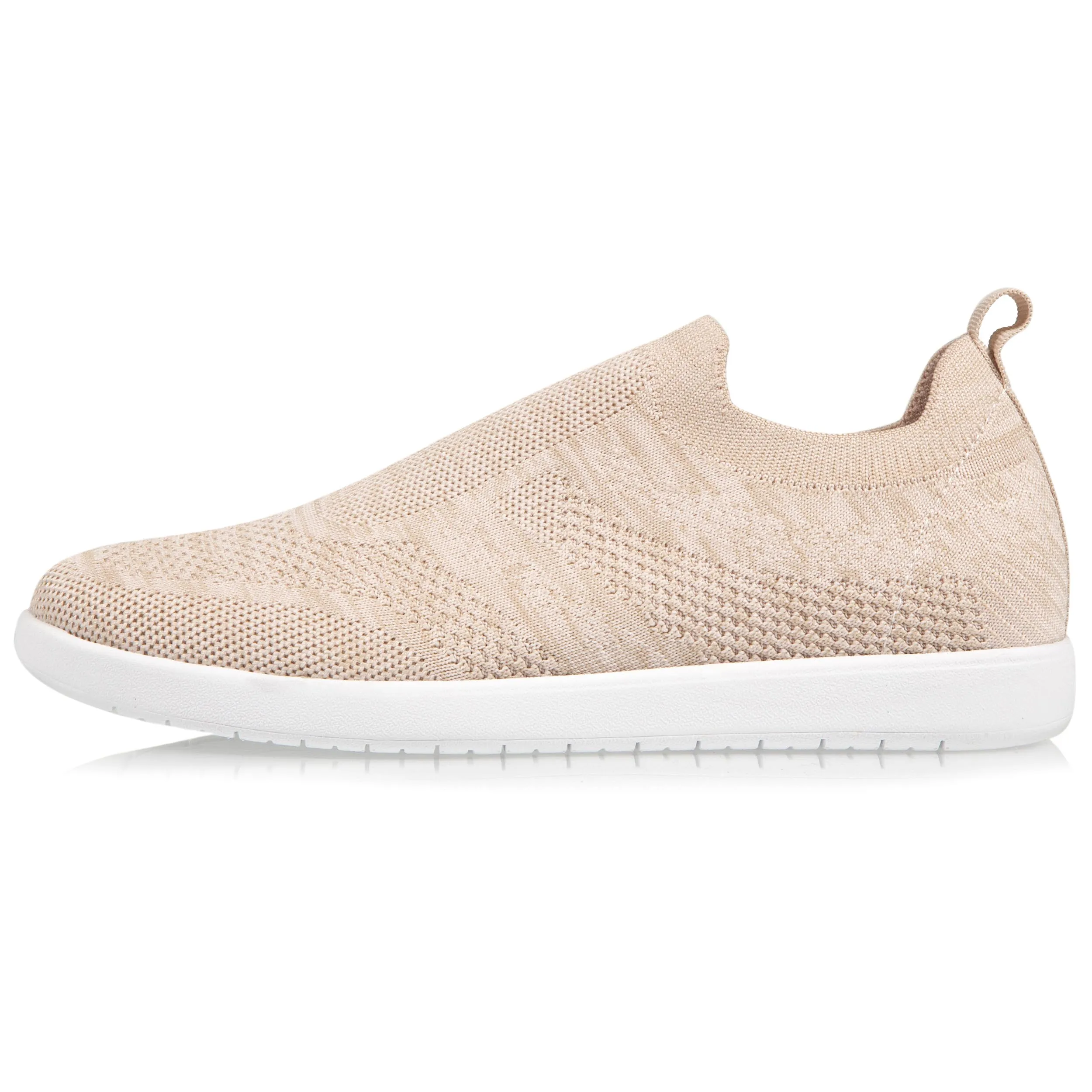 Baskets Confort Femme Slip-on à bandes Beige