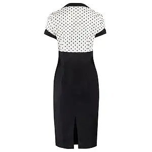 Black and White Polka Dot Top Retro 50s Pencil Dress