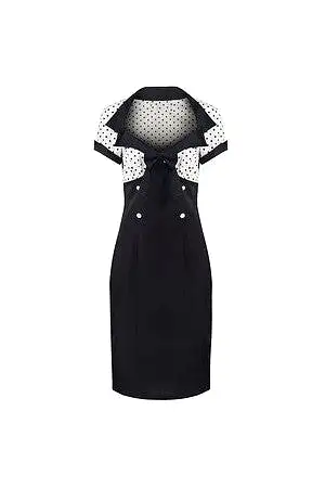 Black and White Polka Dot Top Retro 50s Pencil Dress