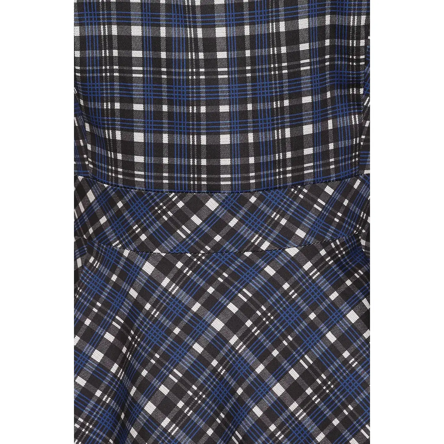 Blue Tartan Check Long Sleeve Burns Night & Rockabilly Style Swing Dress