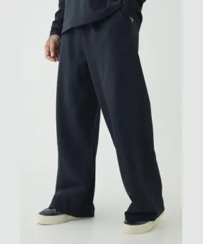 boohooMAN Mens Tall Interlock Smart Wide Leg Pants