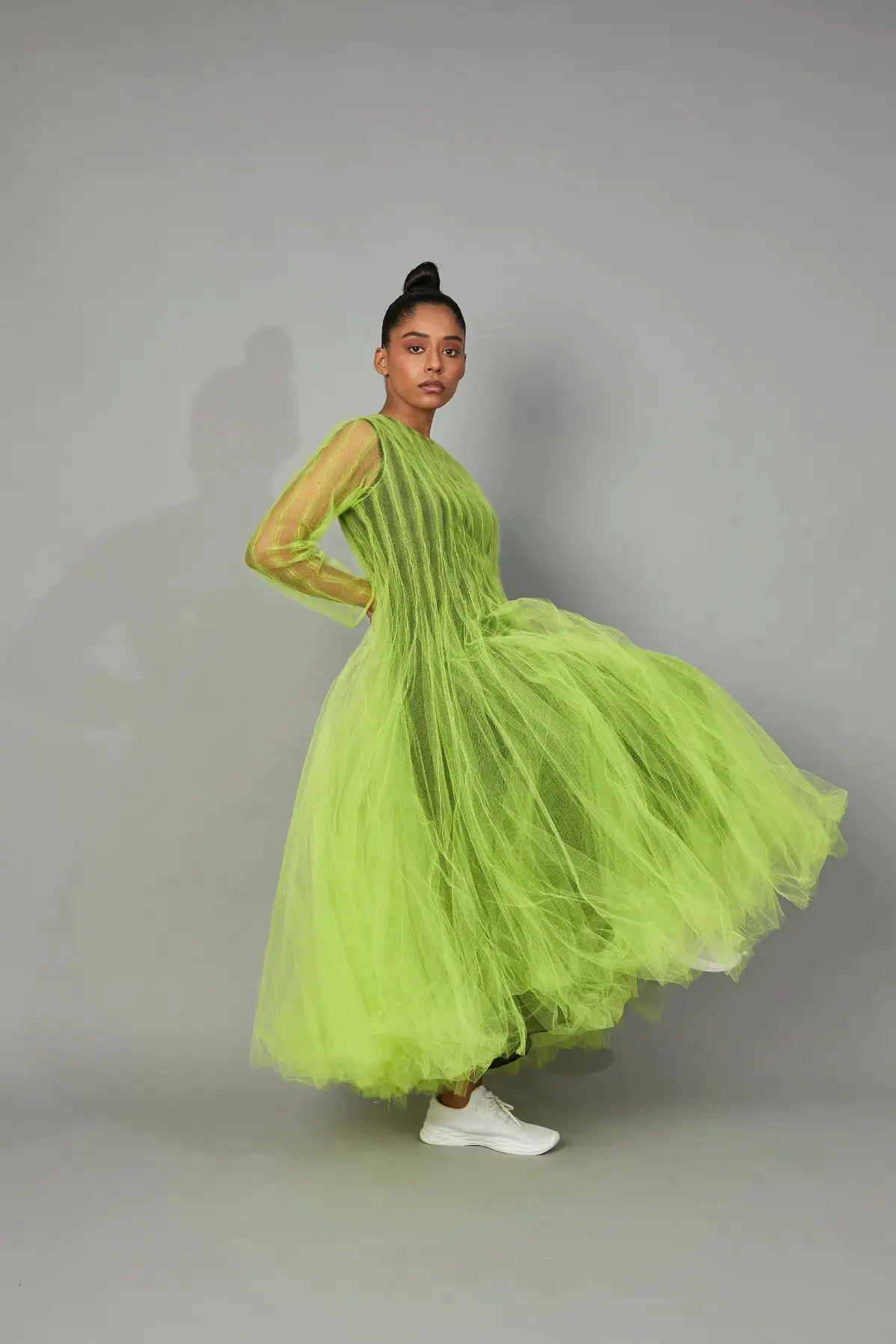 BOTTLE BRUSH TULLE DRESS LIME