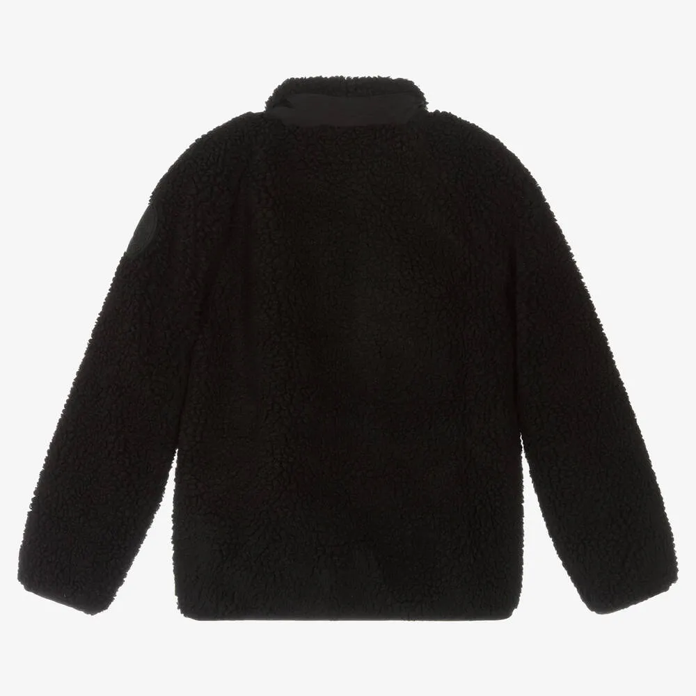 Boys Black Sherpa Fleece Jacket