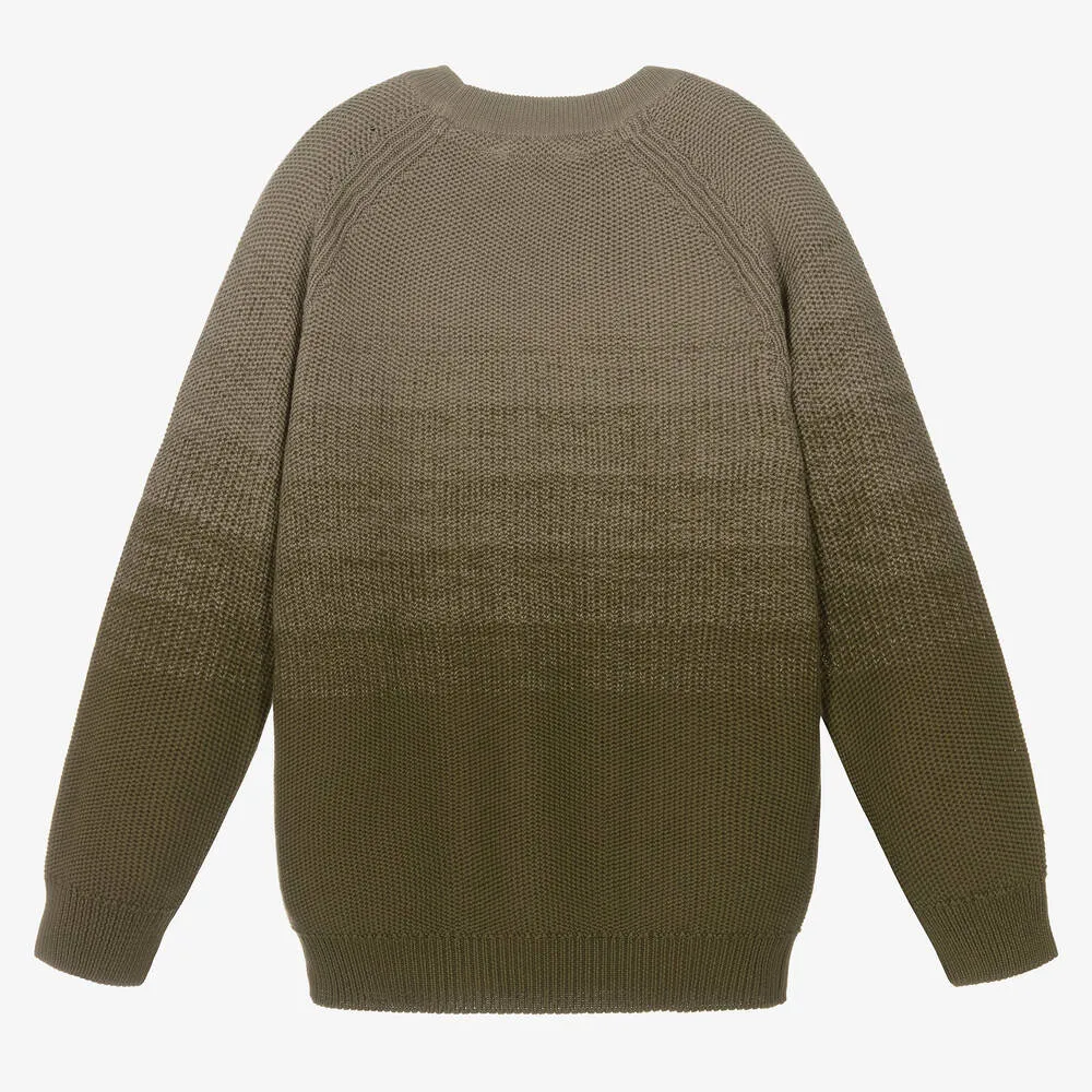 Boys Green Cotton Knit Sweater