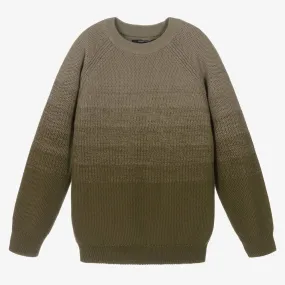 Boys Green Cotton Knit Sweater