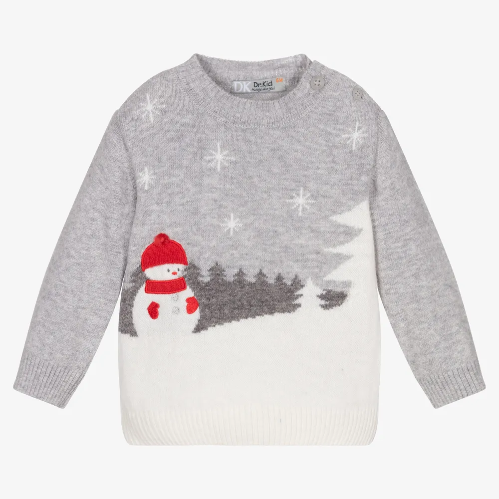 Boys Grey Snowman Sweater