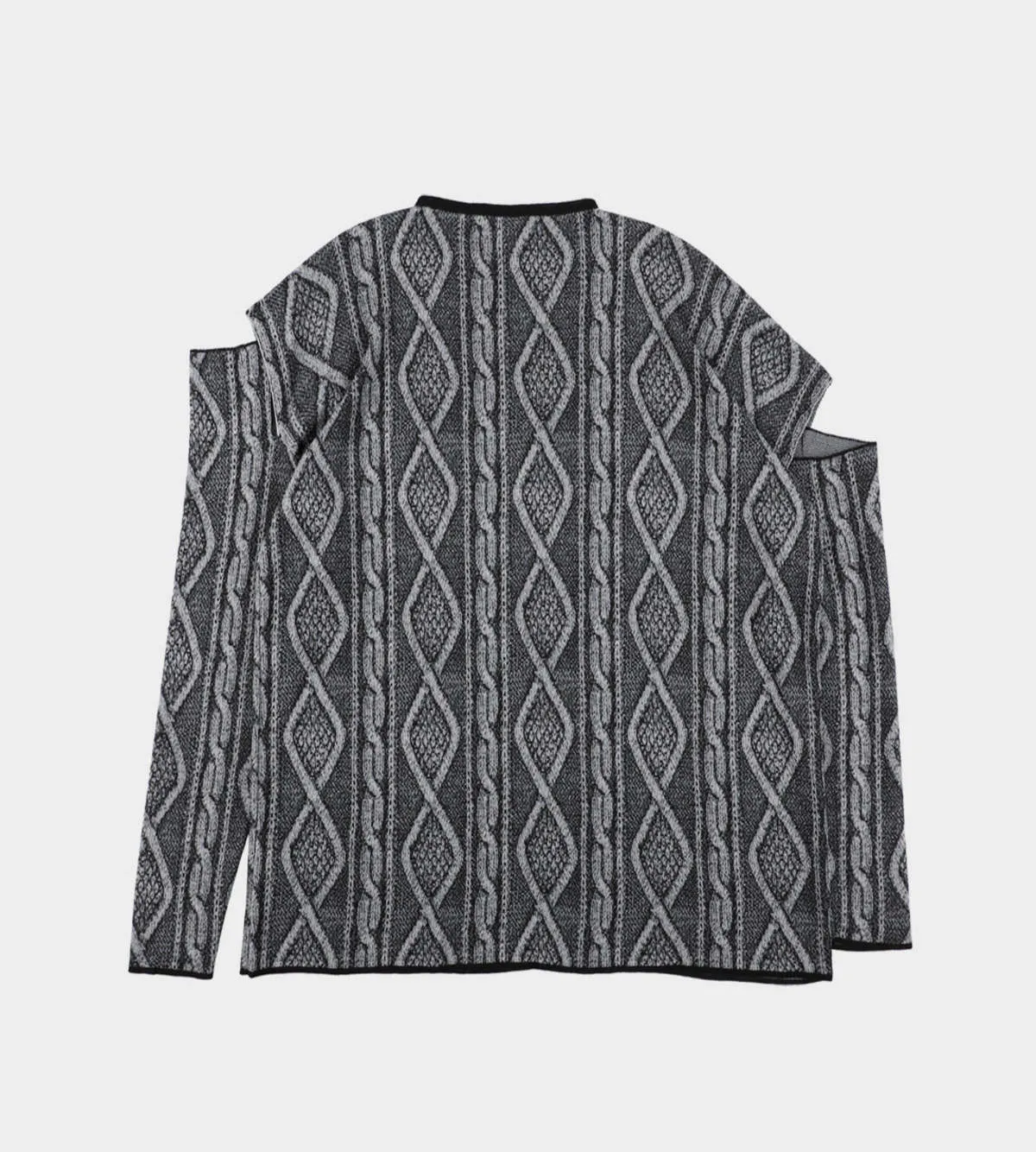 Cable Pattern Knit Sweater - Black