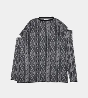 Cable Pattern Knit Sweater - Black