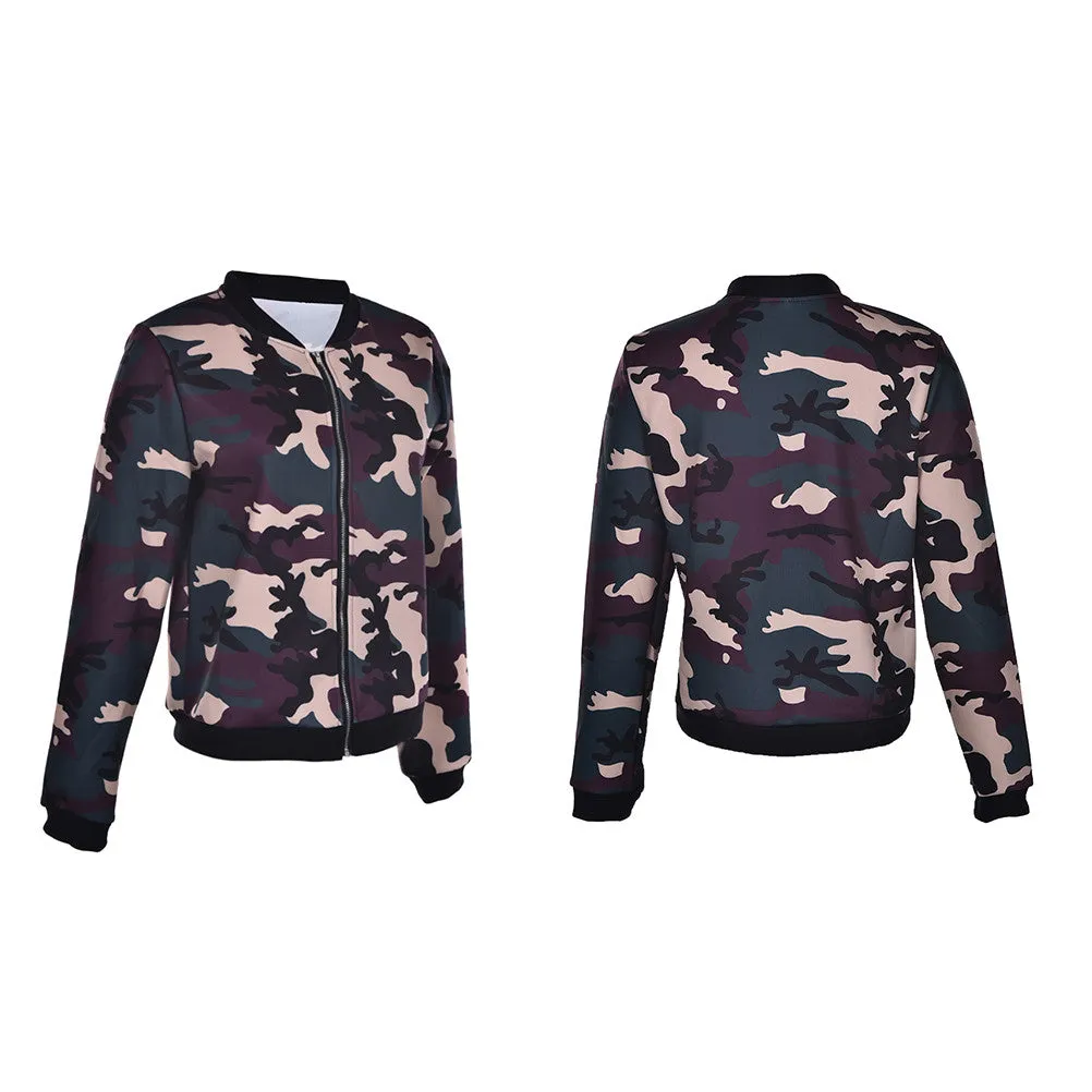 Camouflage Military Jacket Women Denim Camo Jackets jaqueta feminina Army Green Coats SM6