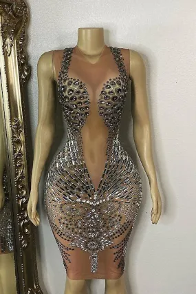 Charm Rhinestone Mesh Dress