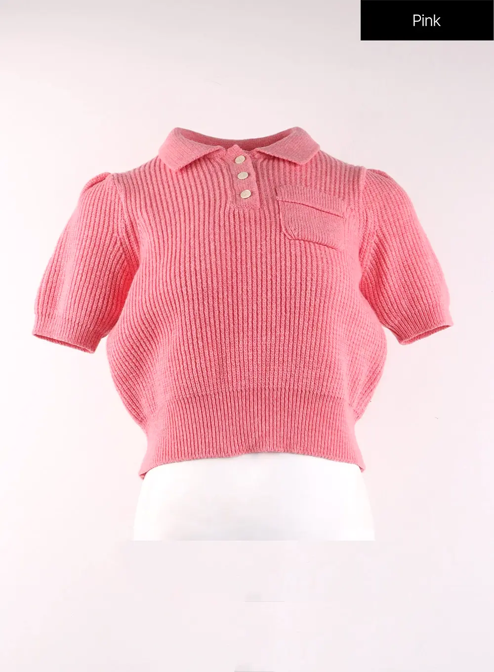 Collar Short Sleeve Knit Sweater OF406