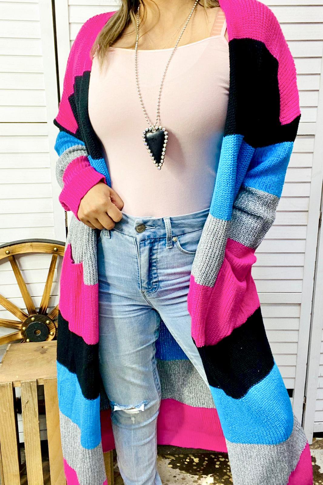 Color Block Sweater Duster