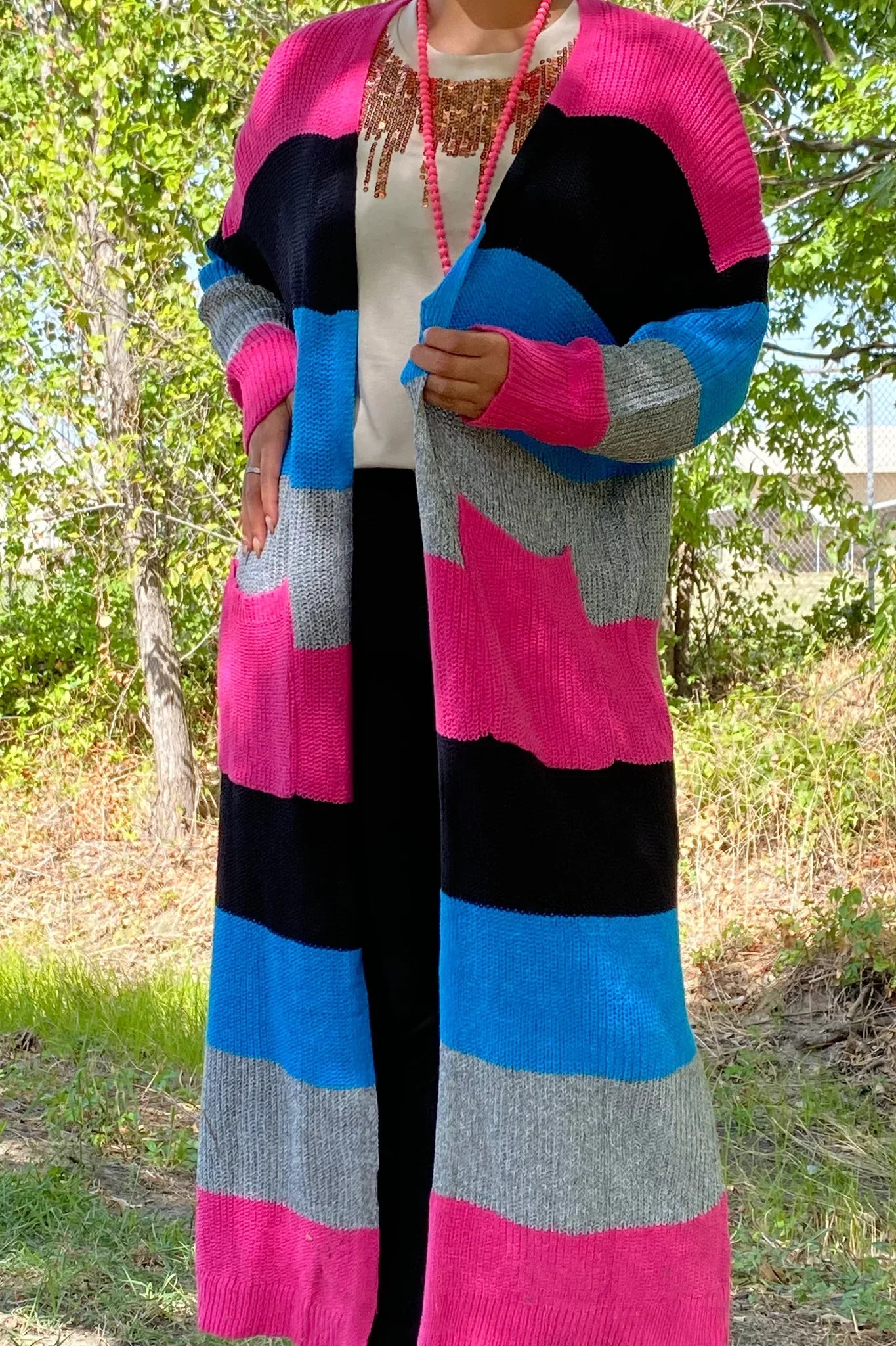 Color Block Sweater Duster