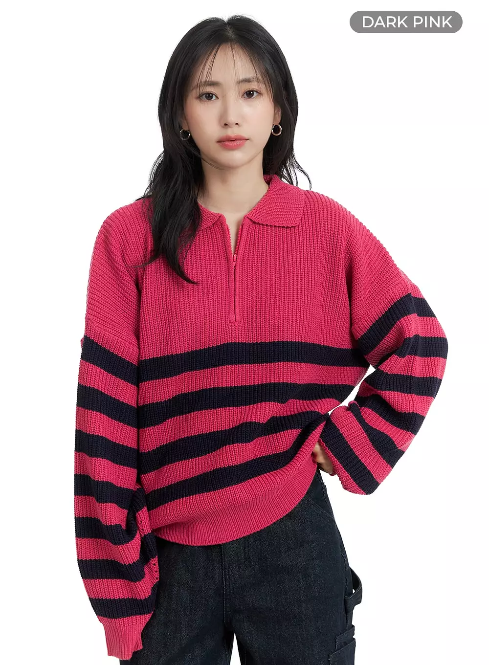 Contrasting Collar Knit Sweater OM408