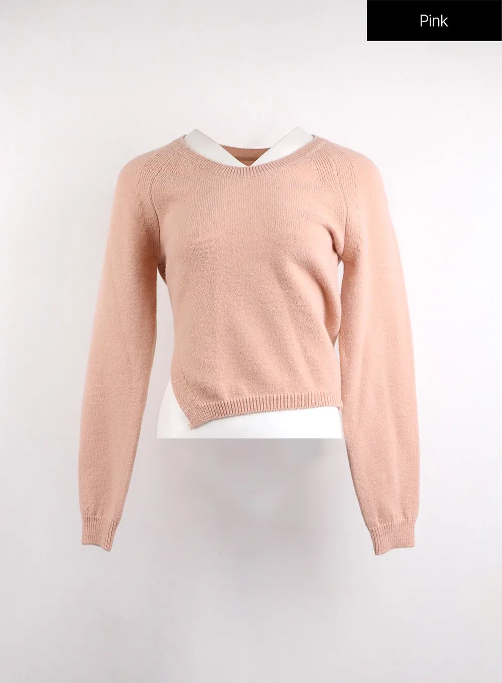 Crew Neck Slit Knit Sweater OJ418