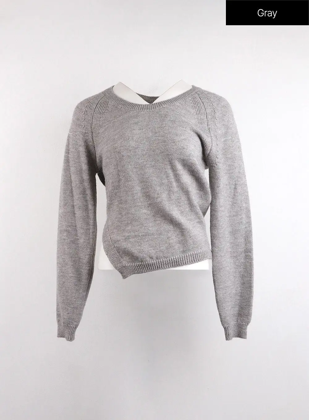 Crew Neck Slit Knit Sweater OJ418