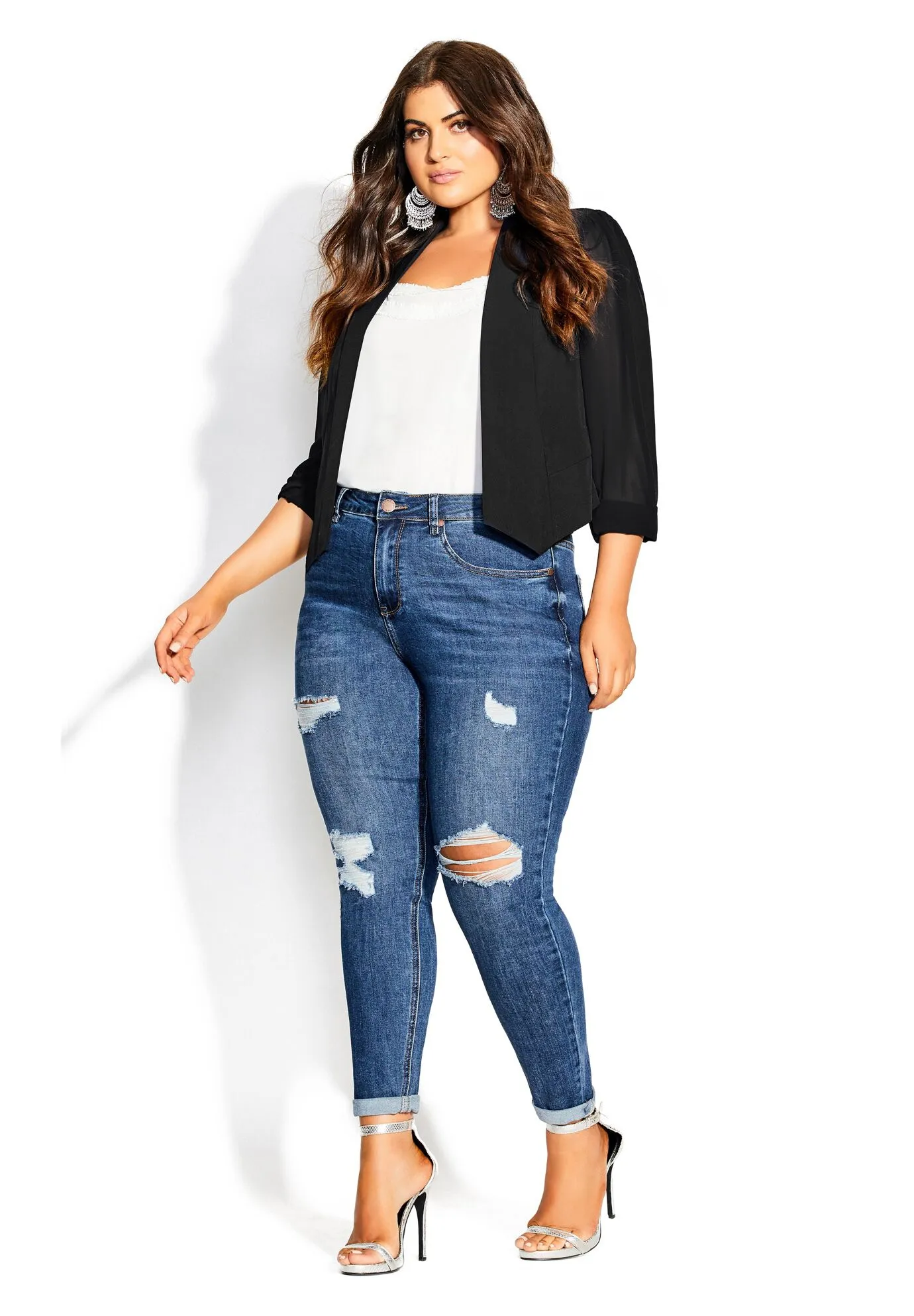 Cropped Blazer Jacket - black