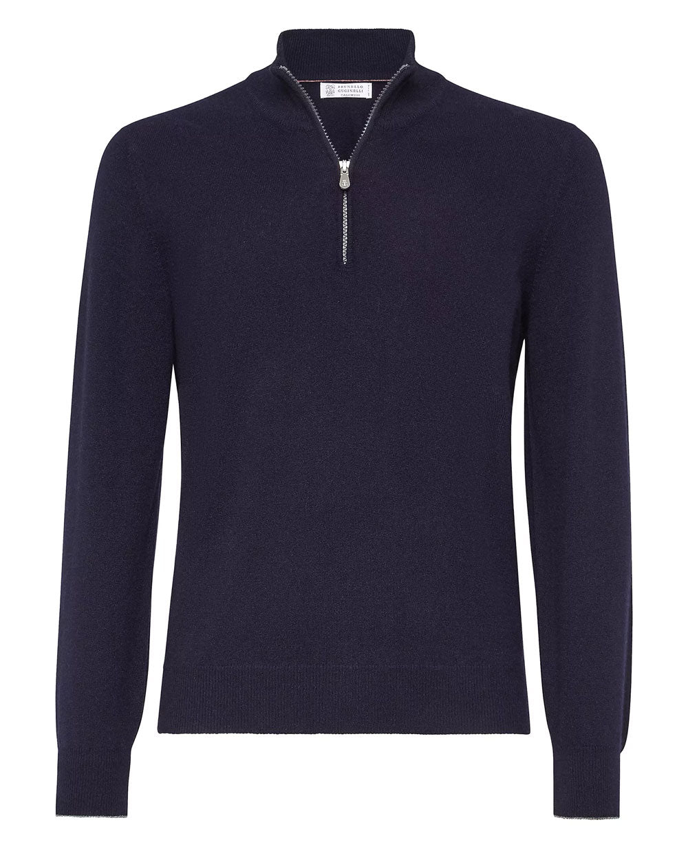 Deep Blue Cashmere Quarter Zip Sweater