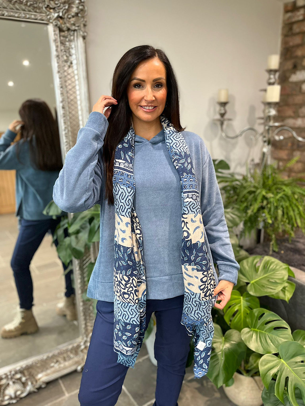 Denim Chenille Hoodie Donna