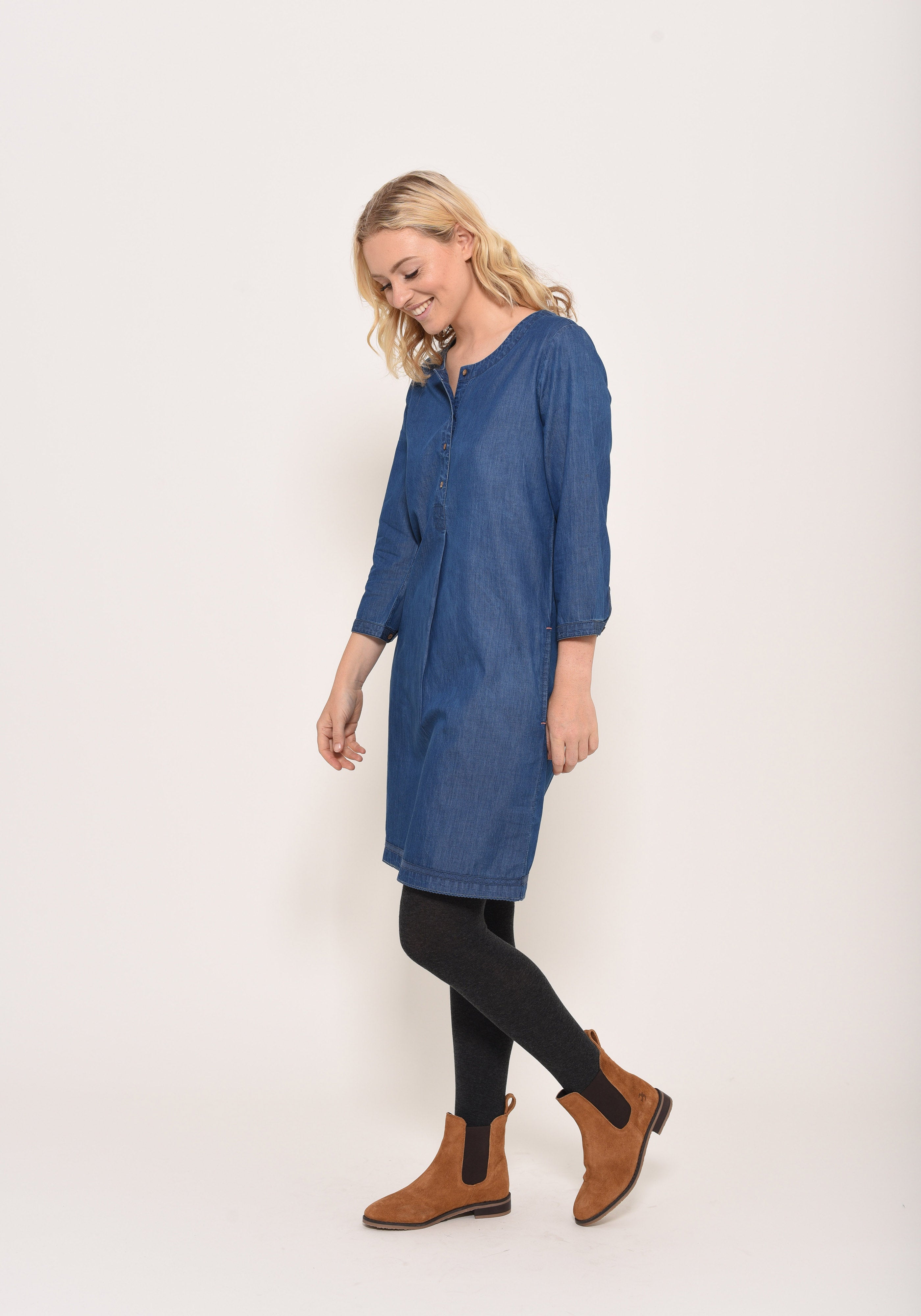 Denim Pleat Dress