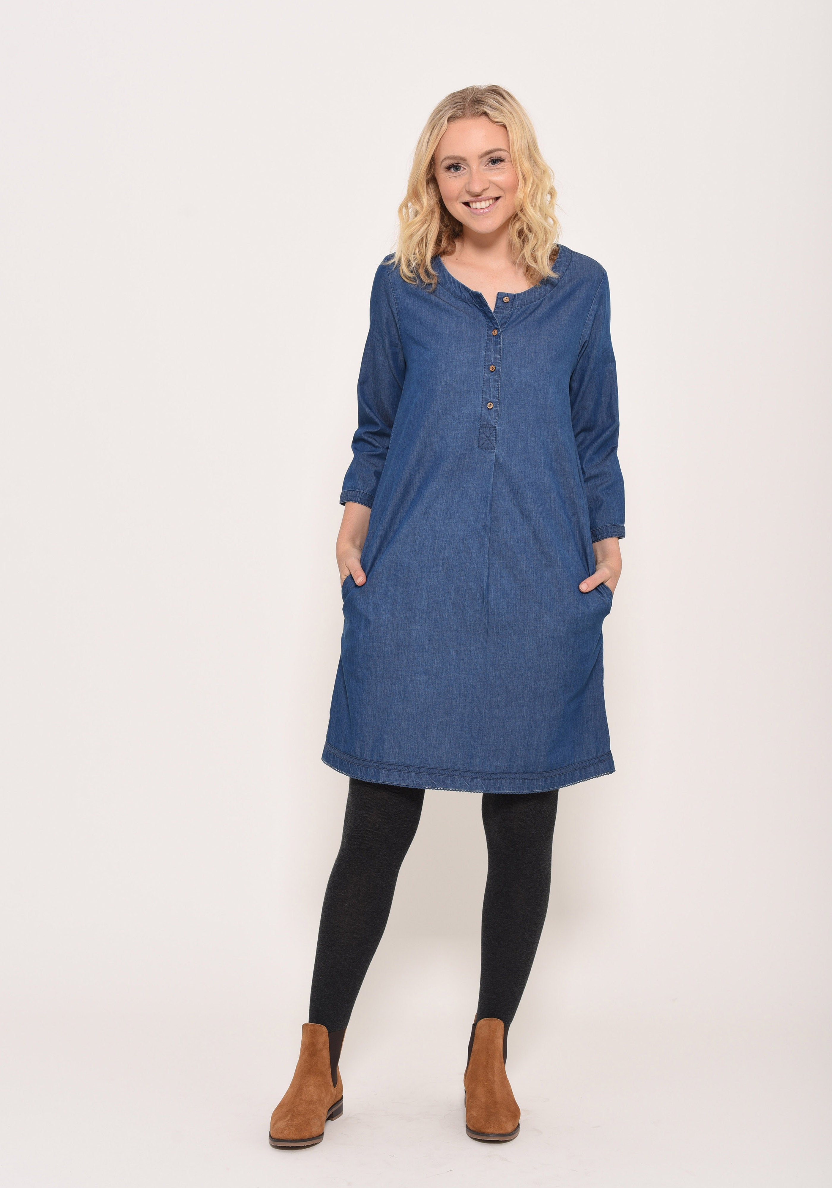 Denim Pleat Dress