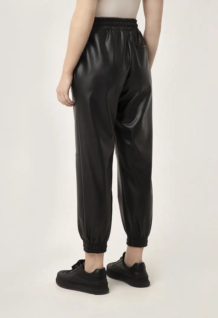 Faux Leather Solid Jog Pants