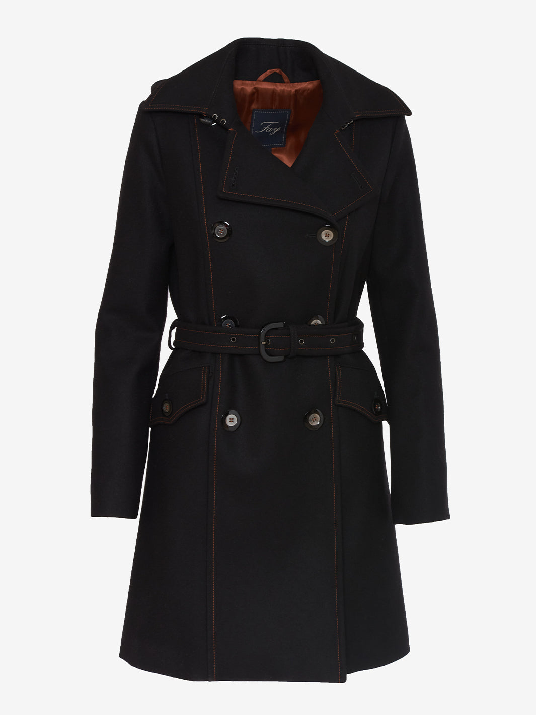 Fay Black double-breasted coat