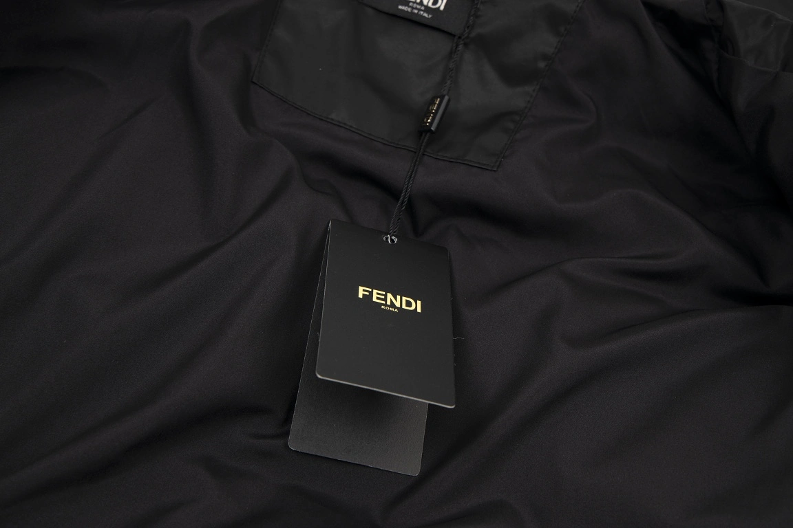 Fendi metallic logo bread pocket down jacket Black 12.19