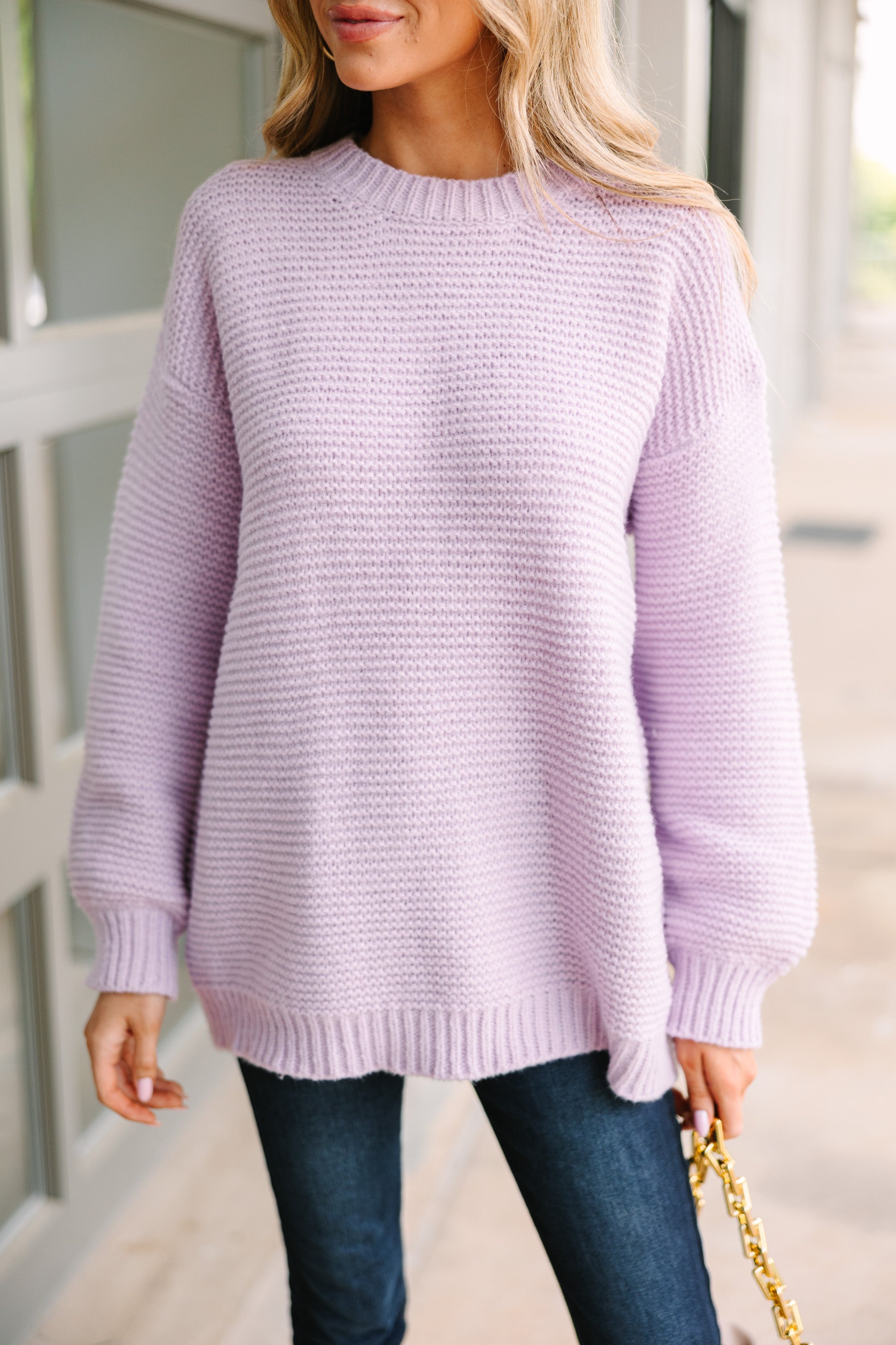 Find Your Joy Lilac Purple Ribbed Knit Sweater