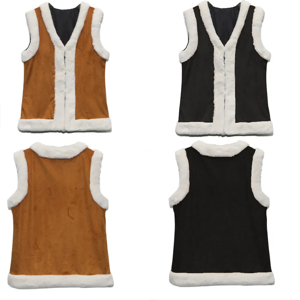 Flocking Faux Fur Sleeveless Vest Women Leather Patchwork Warm Waistcoat Black Yellow Colete Feminino Outwear SM6