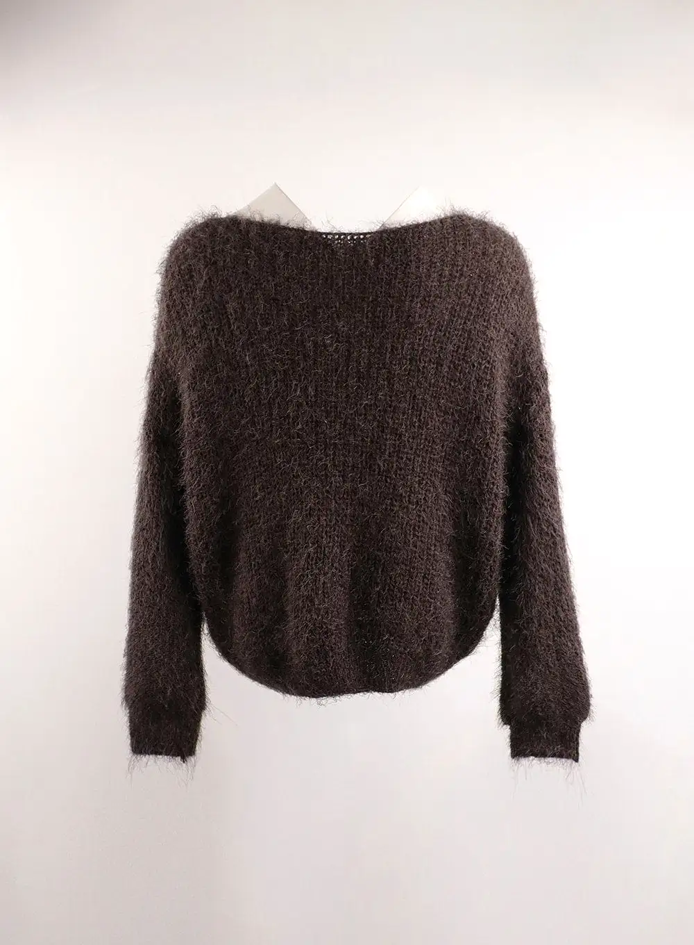 Fuzzy Boat Neck Knit Sweater IJ410