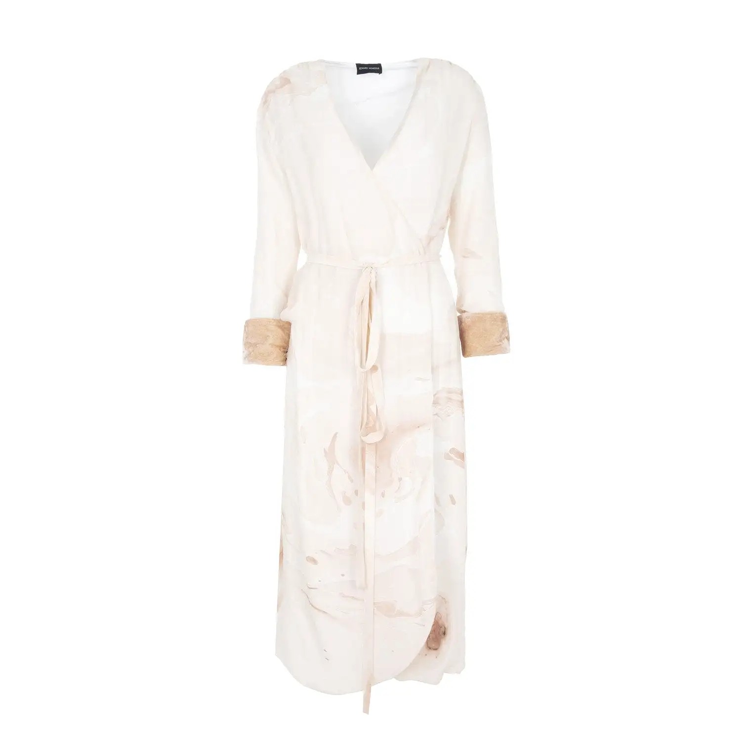 Hand Marbled Wrap Around Dress - Beige