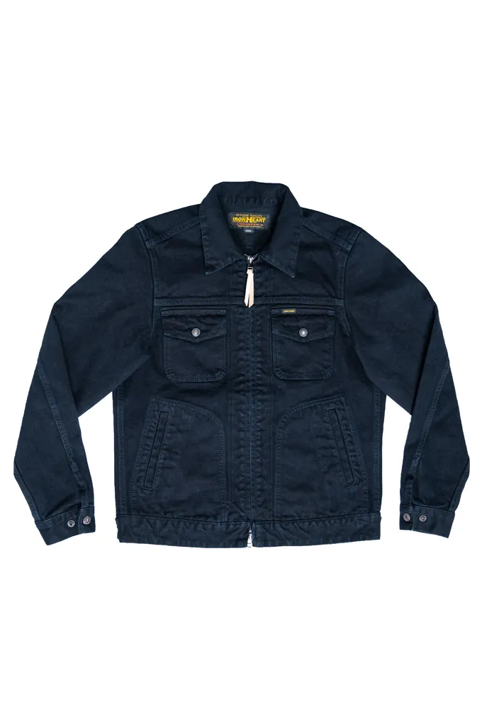 Iron Heart Work Jacket - IHJ-123-OD - 14oz Broken Twill Indigo Overdyed Black Denim