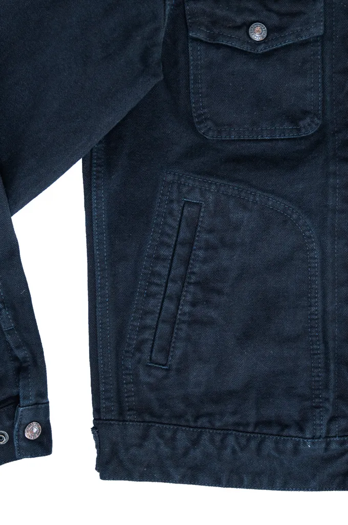 Iron Heart Work Jacket - IHJ-123-OD - 14oz Broken Twill Indigo Overdyed Black Denim