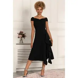 Jolie Moi Black Bardot 50s Waterfall Swing Dress