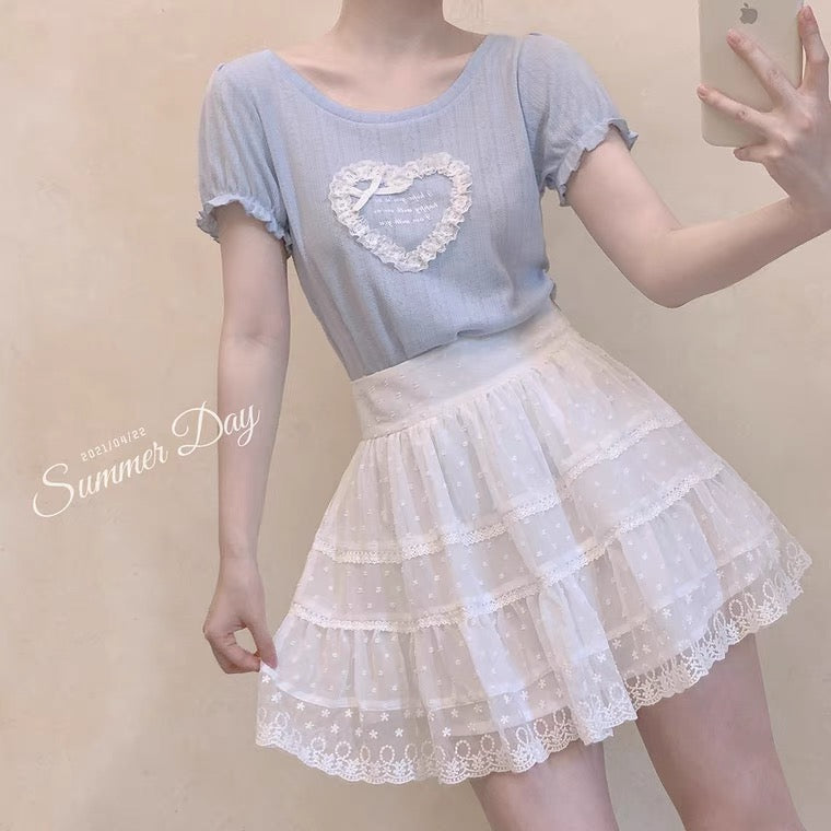 Lace heart T-shirt