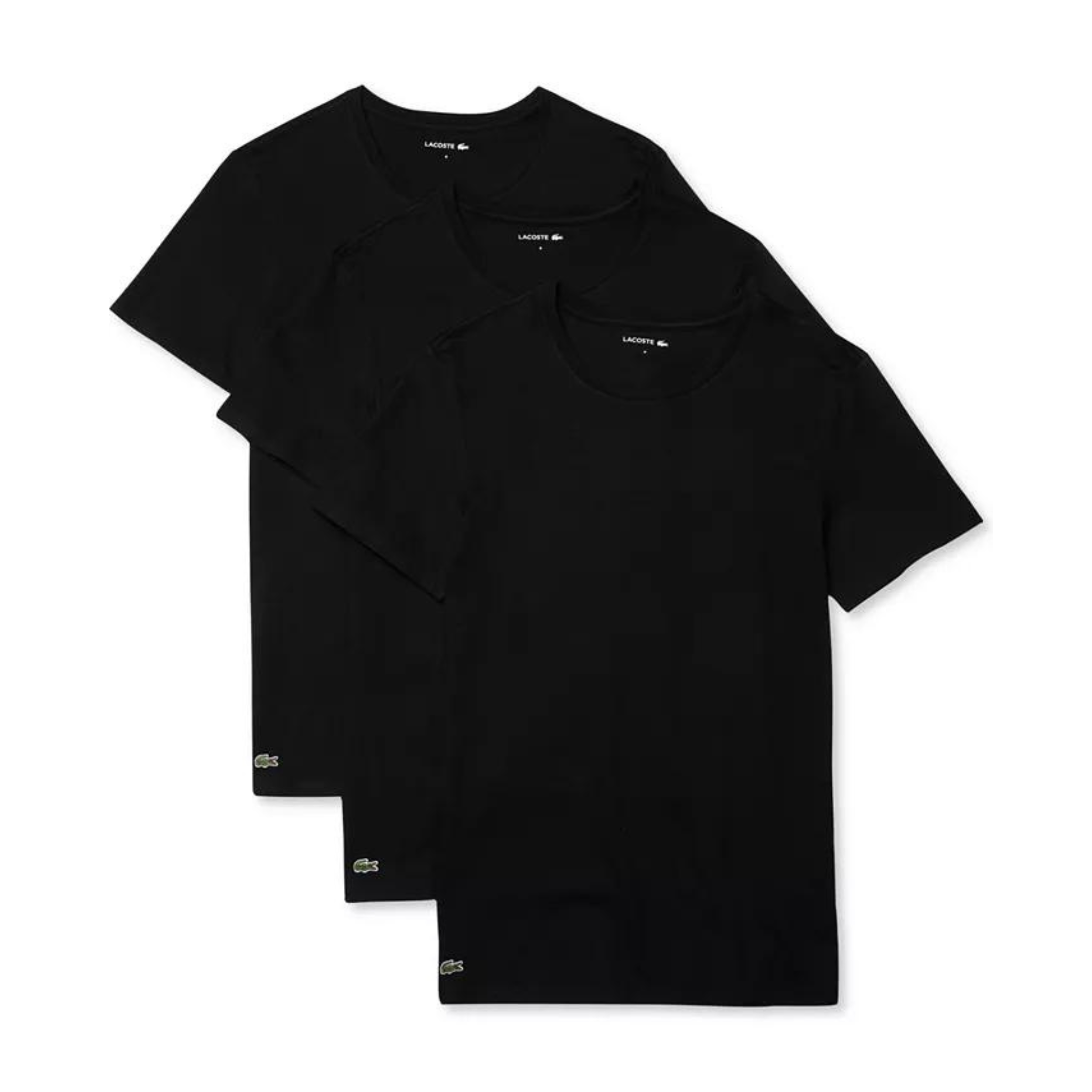 Lacoste 3-Pack Crew Neck Slim Fit T-shirts (Black)