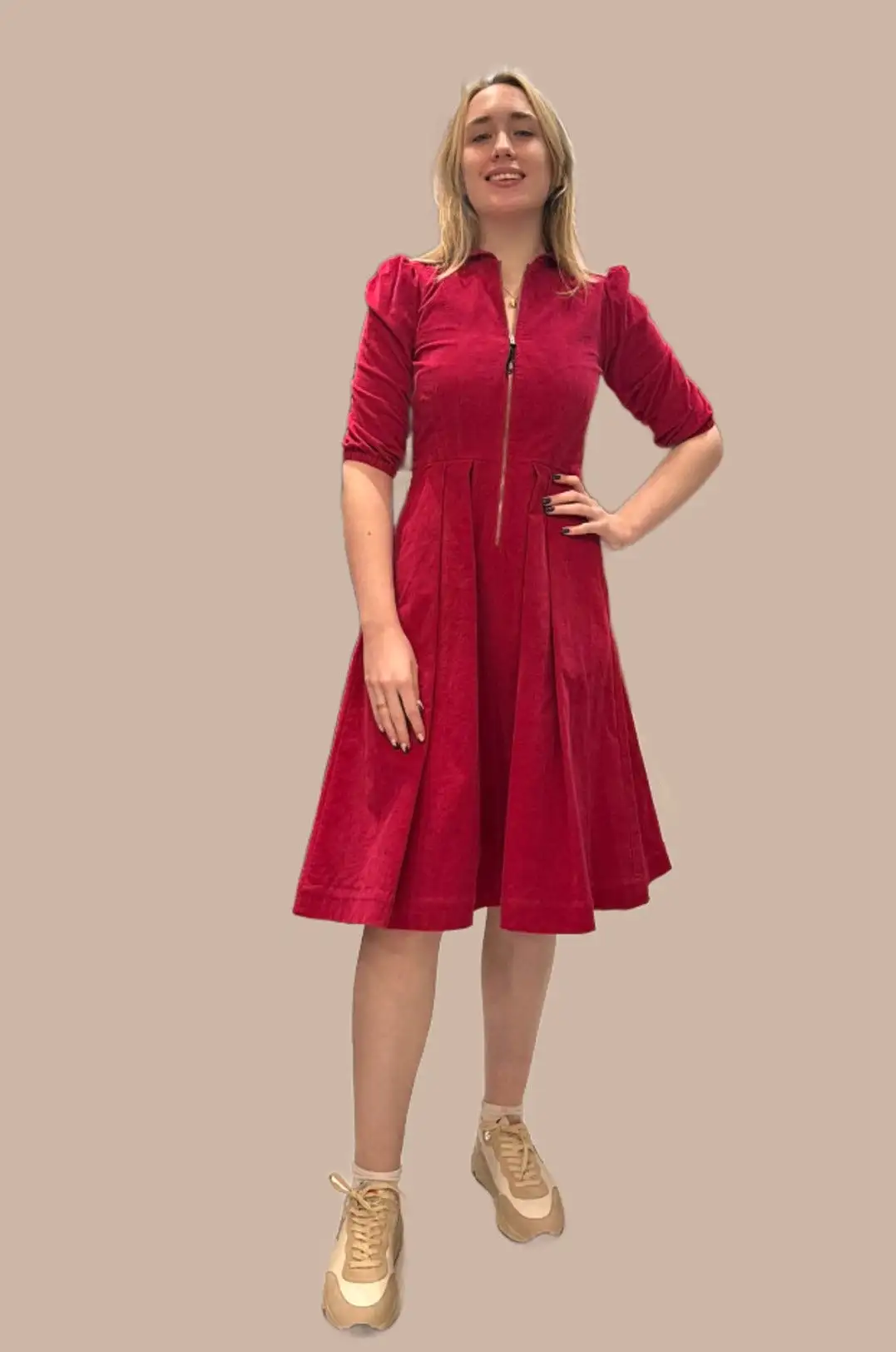 Magenta Pincord Sonnet Dress