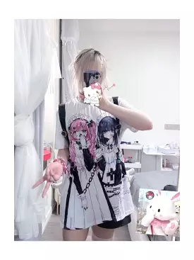 maid anime drawing T-shirt