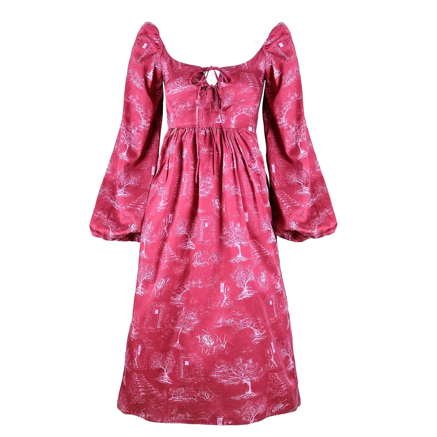 Marcela Dress / Ruby Red + Alabaster Cotton Toile