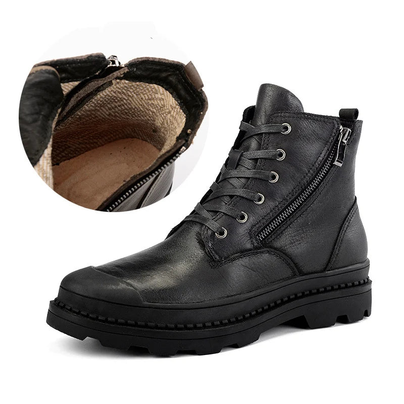 Men's Retro Casual Winter Super Warm Genuine Leather Ankle Snow Boots