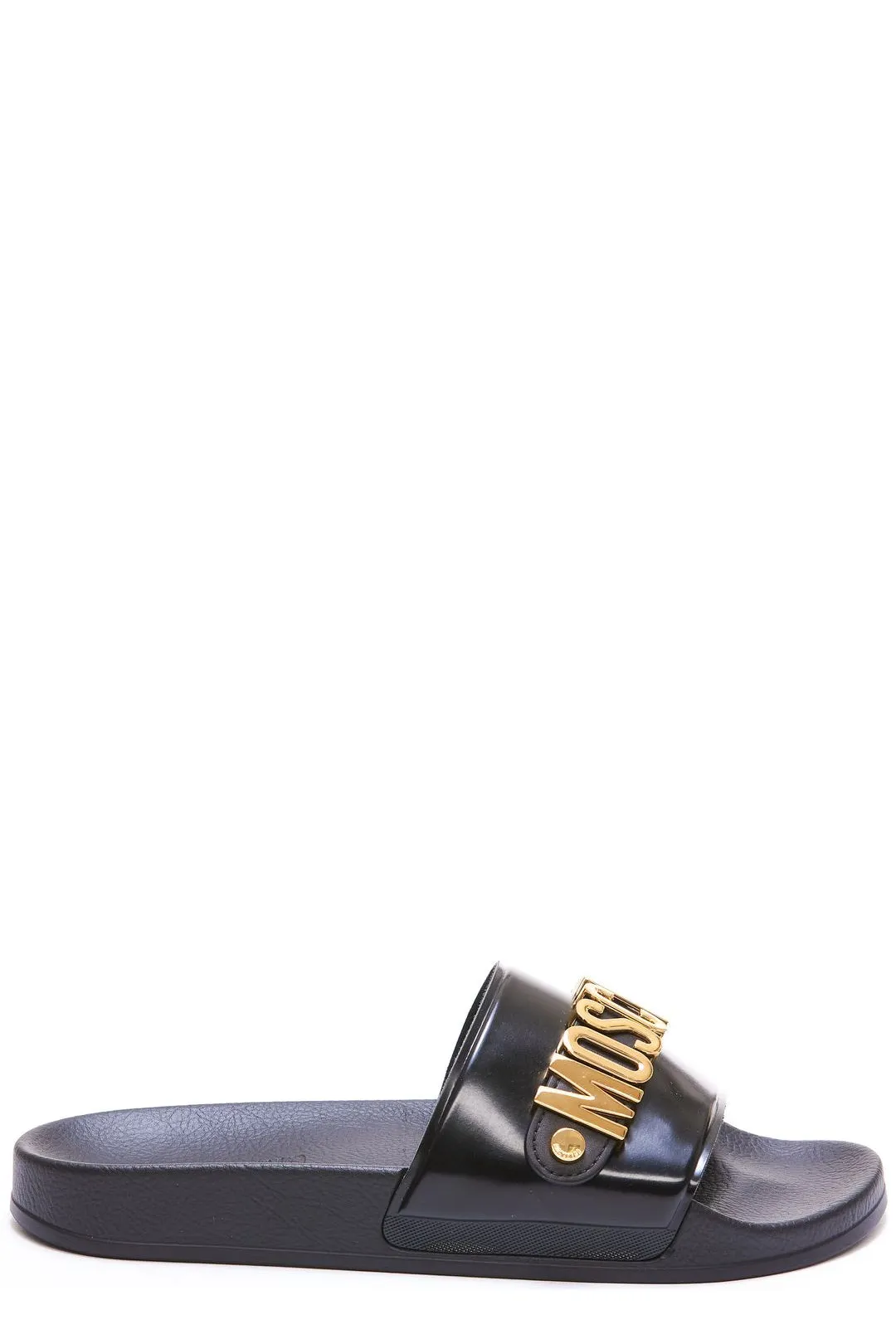 Moschino Logo Plaque Slip-On Sandals