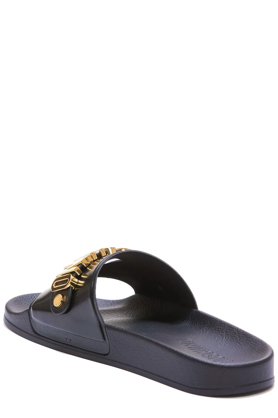 Moschino Logo Plaque Slip-On Sandals