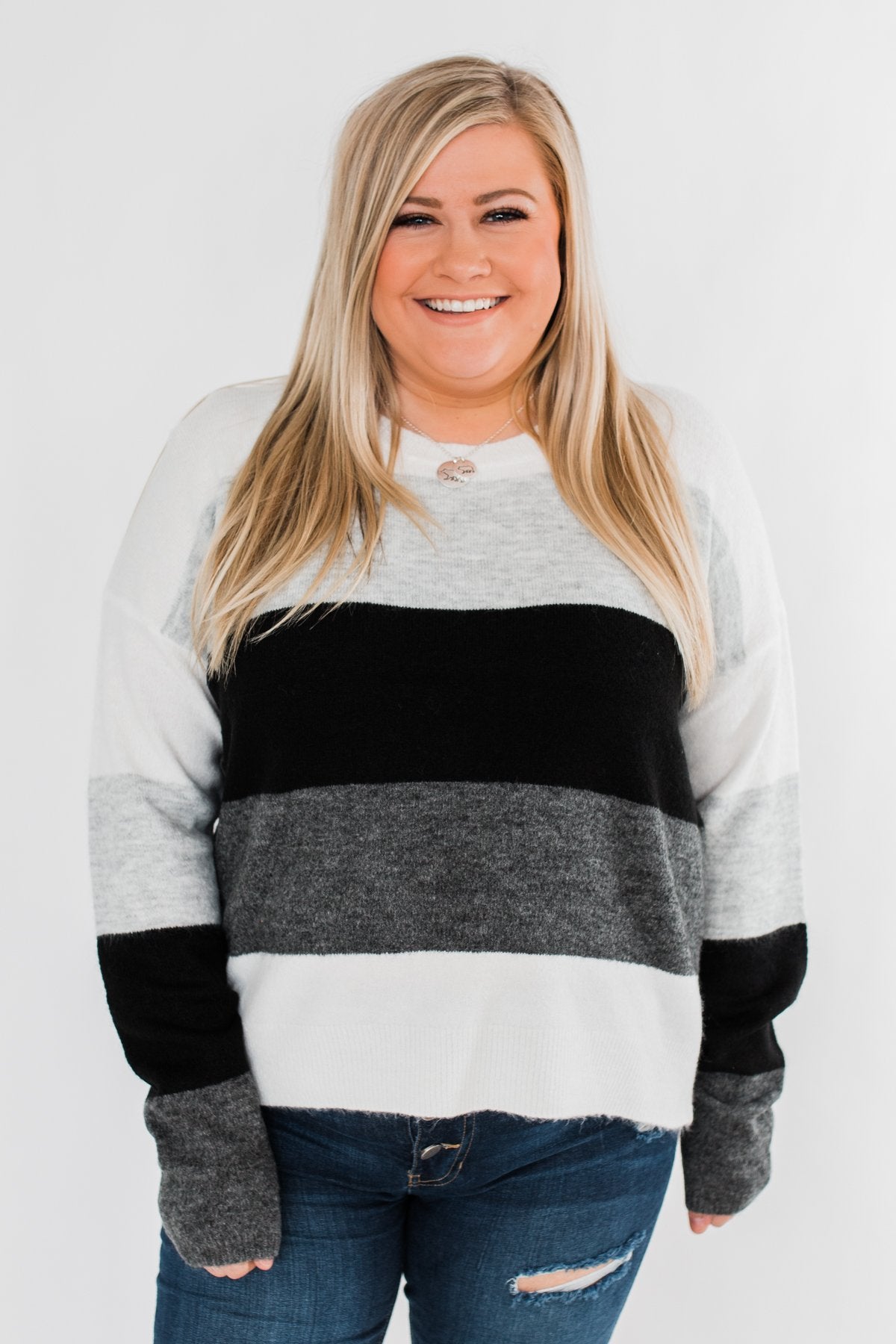 Mountain Getaway Color Block Sweater- Onyx Tones