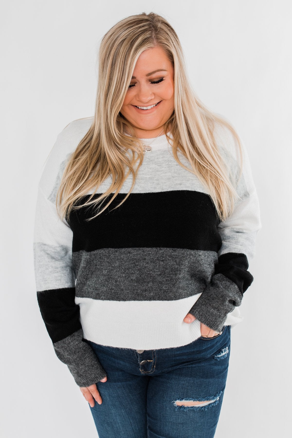 Mountain Getaway Color Block Sweater- Onyx Tones